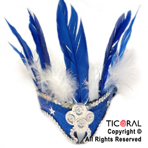 VINCHA PRINCESA SARA CON PLUMAS AZUL x 1